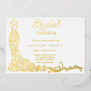 Invitation En Aluminium Fête des mariées mariage de robe de couleur or