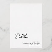 Invitation En Aluminium Fête des mariées moderne minimale (Verso)