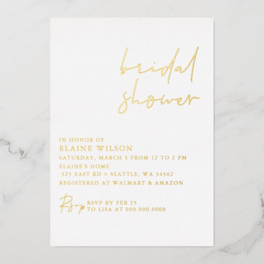 Invitation En Aluminium Fête des mariées moderne simple et élégante (Recto)