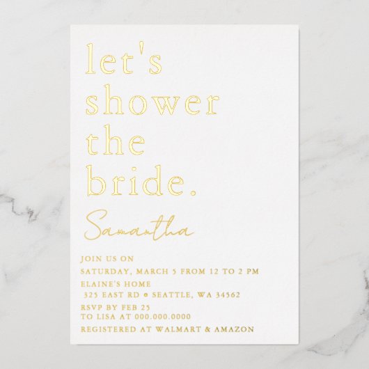 Invitation En Aluminium Fête des mariées moderne simple et élégante (Recto)