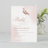 Invitation En Aluminium Fête des mariées papillon rose pâle (Debout devant)