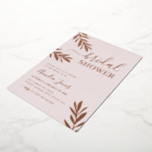 Invitation En Aluminium Fête des mariées rose Gold Boho Leaf (Rotation)