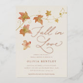 Invitation En Aluminium Fête des mariées rose Gold "Fall in Love" (Recto)