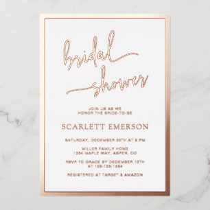 Invitation En Aluminium Fête des mariées rose Gold Script