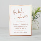 Invitation En Aluminium Fête des mariées rose Gold Script (Debout devant)
