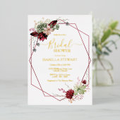 Invitation En Aluminium Fête des mariées Rustique Bourgogne d'aquarelle (Debout devant)
