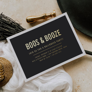 Invitation En Aluminium Fête d'Halloween Adulte « Huées et Boissons »