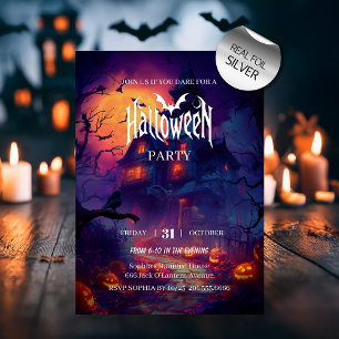 Invitation En Aluminium Fête d'Halloween dans une maison hantée
