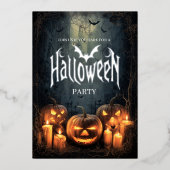Invitation En Aluminium Fête d'Halloween palpitante (Recto)