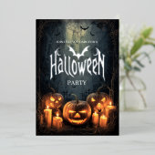 Invitation En Aluminium Fête d'Halloween palpitante (Debout devant)