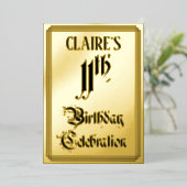 Invitation En Aluminium Fête du 11e anniversaire — Script élégant + Nom pe (Debout devant)