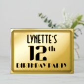 Invitation En Aluminium Fête du 12e anniversaire : Art Déco Look "12" et n (Debout devant)