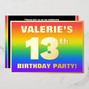 Invitation En Aluminium Fête du 13e anniversaire : Amusant, Motif arc-en-c