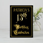 Invitation En Aluminium Fête du 13e anniversaire — Script fantaisie et nom (Debout devant)