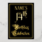 Invitation En Aluminium Fête du 14e anniversaire — Script fantaisie et nom (Recto)