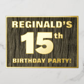 Invitation En Aluminium Fête du 15e anniversaire : Gras, Motif du grain de (Recto)