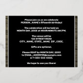 Invitation En Aluminium Fête du 15e anniversaire : Gras, Motif du grain de (Verso)