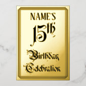 Invitation En Aluminium Fête du 15e anniversaire — Script élégant + Nom pe (Recto)