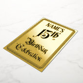 Invitation En Aluminium Fête du 15e anniversaire — Script élégant + Nom pe (Rotation)