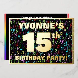 Invitation En Aluminium Fête du 15e anniversaire — Symboles de musique amu