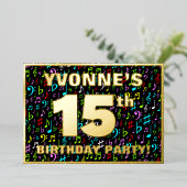 Invitation En Aluminium Fête du 15e anniversaire — Symboles de musique amu (Debout devant)