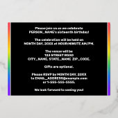 Invitation En Aluminium Fête du 16e anniversaire — Amusant, Feu d'artifice (Verso)