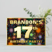 Invitation En Aluminium Fête du 17e anniversaire — Amusant, Feu d'artifice (Debout devant)