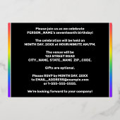 Invitation En Aluminium Fête du 17e anniversaire — Amusant, Feu d'artifice (Verso)