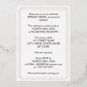 Invitation En Aluminium Fête du 17e anniversaire — Script élégant + Nom pe (Verso)