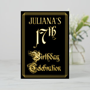 Invitation En Aluminium Fête du 17e anniversaire — Script fantaisie et nom