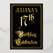 Invitation En Aluminium Fête du 17e anniversaire — Script fantaisie et nom (Recto)