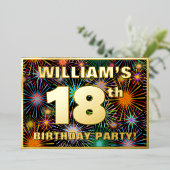 Invitation En Aluminium Fête du 18e anniversaire — Amusant, Feu d'artifice (Debout devant)