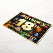 Invitation En Aluminium Fête du 18e anniversaire — Amusant, Feu d'artifice (Rotation)