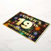 Invitation En Aluminium Fête du 19e anniversaire — Amusant, Feu d'artifice (Rotation)