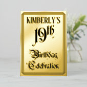 Invitation En Aluminium Fête du 19e anniversaire — Script élégant + Nom pe (Debout devant)