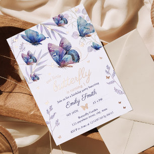 Invitation En Aluminium Fête du 1er anniversaire de Butterfly Girl