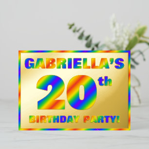 Invitation En Aluminium Fête du 20e anniversaire — Amusant, Rainbow Spectr