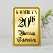 Invitation En Aluminium Fête du 20e anniversaire — Script élégant + Nom pe (Debout devant)