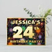 Invitation En Aluminium Fête du 24e anniversaire — Amusant, Feu d'artifice (Debout devant)