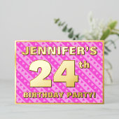 Invitation En Aluminium Fête du 24e anniversaire — Coeurs roses amusants e (Debout devant)