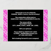 Invitation En Aluminium Fête du 24e anniversaire — Coeurs roses amusants e (Verso)