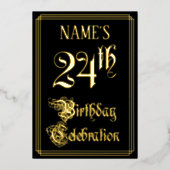 Invitation En Aluminium Fête du 24e anniversaire — Script fantaisie et nom (Recto)