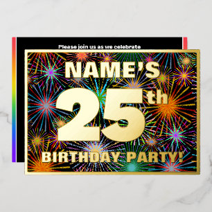 Invitation En Aluminium Fête du 25e anniversaire — Amusant, Feu d'artifice