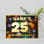 Invitation En Aluminium Fête du 25e anniversaire — Amusant, Feu d'artifice (Debout devant)