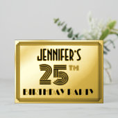 Invitation En Aluminium Fête du 25e anniversaire — Art Déco Style "25" & N (Debout devant)