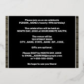 Invitation En Aluminium Fête du 25e anniversaire : Gras, Motif du grain de (Verso)