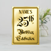 Invitation En Aluminium Fête du 25e anniversaire — Script élégant + Nom pe (Debout devant)