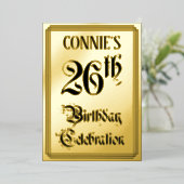 Invitation En Aluminium Fête du 26e anniversaire — Script élégant + Nom pe (Debout devant)