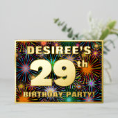 Invitation En Aluminium Fête du 29e anniversaire — Amusant, Feu d'artifice (Debout devant)