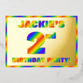 Invitation En Aluminium Fête du 2e anniversaire — Amusant, Rainbow Spectru (Recto)